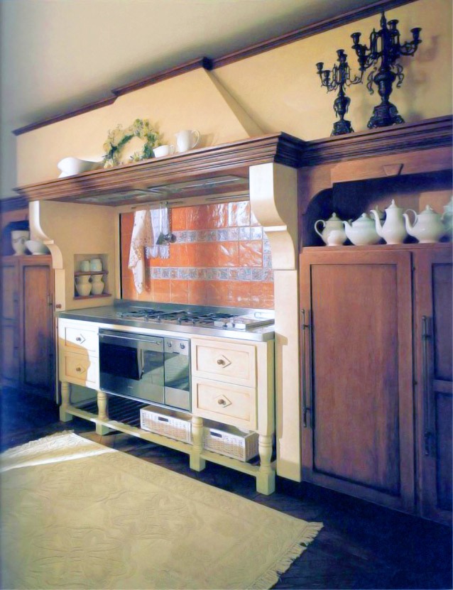 Cucina stile classico su misura in legno tinto